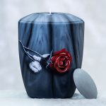 Mini Urne grau mit Rose
